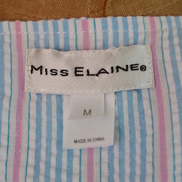 MISS ELAINE Seersucker Zip Front House Dress Robe - Picture 7 of 7